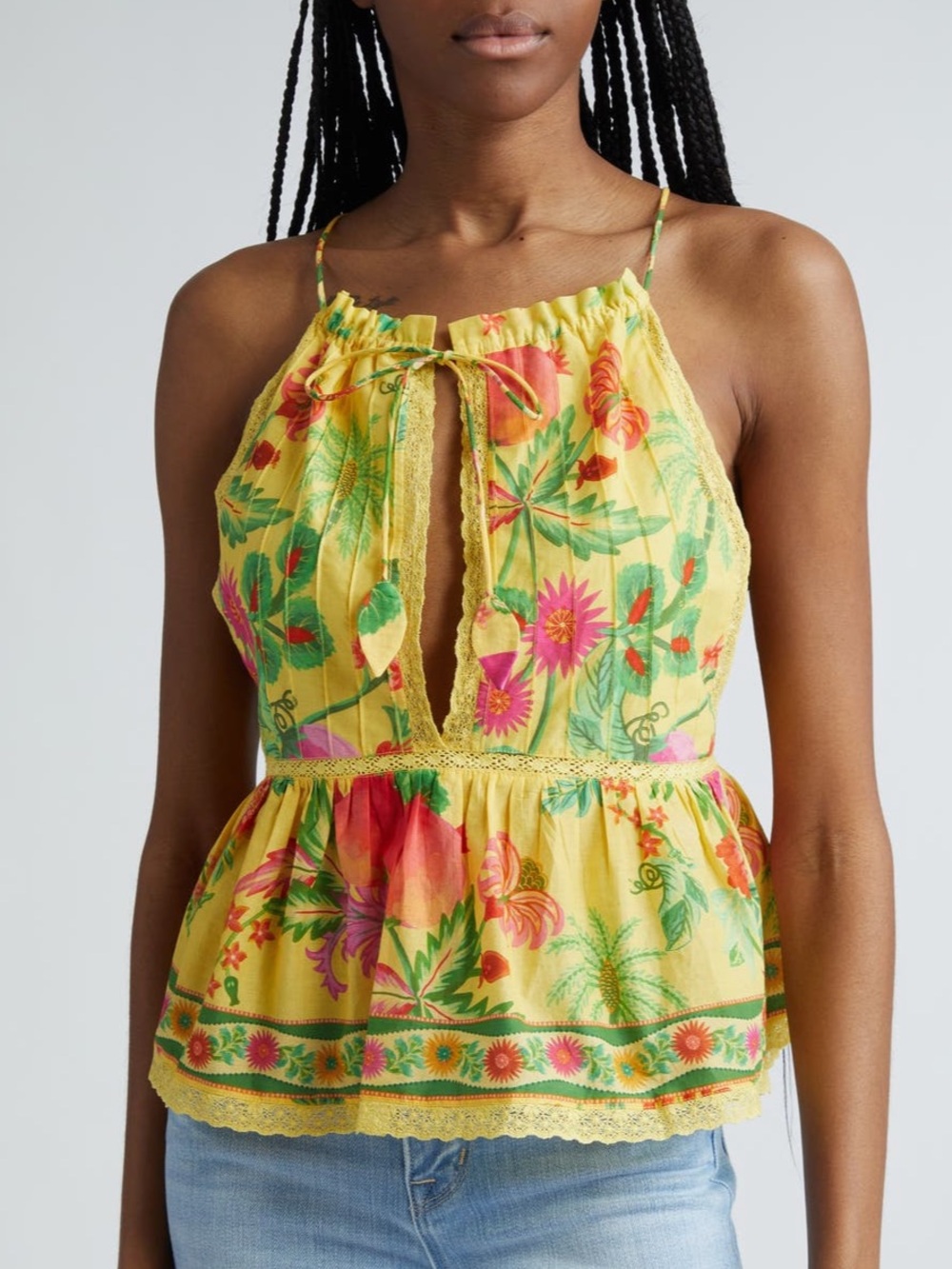 NWT Farm Rio Yellow Fruit Garden Cotton Camisole Size M